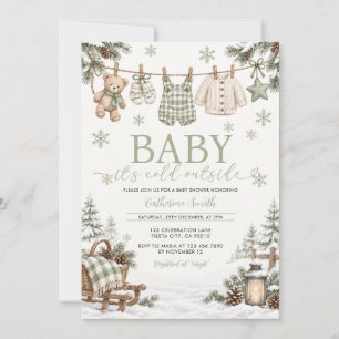Invitation Sage Green Baby Il fait froid dehors Baby Shower