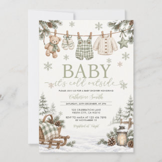Invitation Sage Green Baby Il fait froid dehors Baby Shower