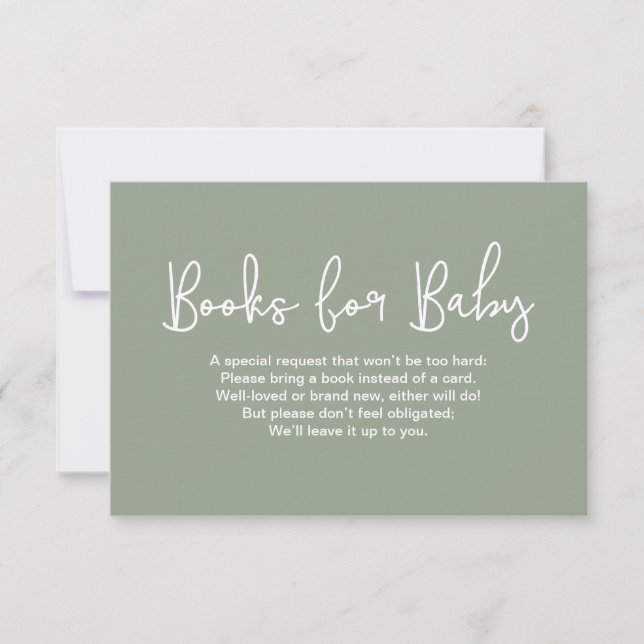 Invitation Sage Green Baby shower Book Request Digital print (Devant)