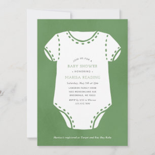 Invitation Sage Green Bodysuit Baby shower minimaliste