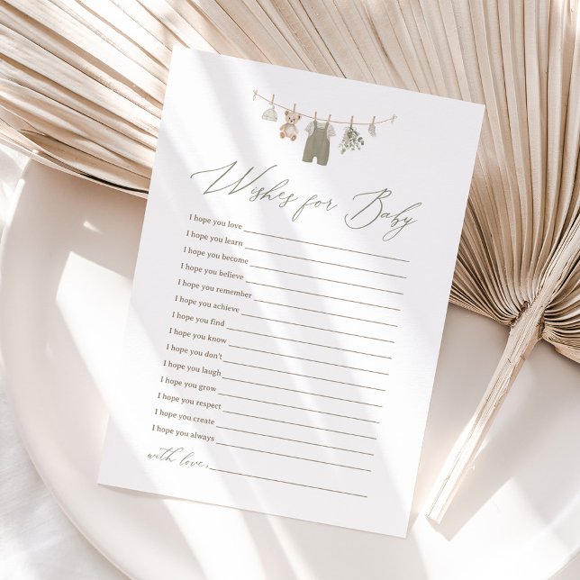 Invitation Sage Green Boho Baby Clothes Wishes for Baby (Créateur téléchargé)