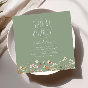 Invitation Sage Green Boho Fleur sauvage Bridal Brunch Douche