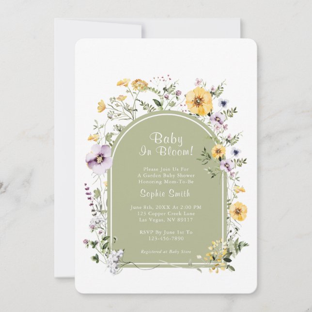 Invitation Sage Green Boho Rustic Baby Dans Le Baby shower Bl (Devant)