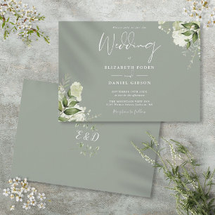 Invitation Sage Green Botanical Greenery Monogram Mariage