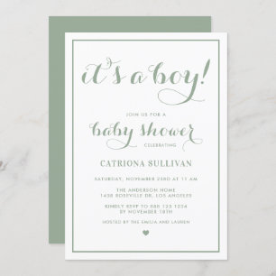 Invitation Sage Green C'est un Baby shower de calligraphie po
