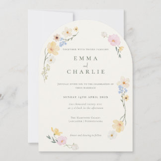 Invitation Sage Green Chic Boho Pastel Wildflowers Wedding