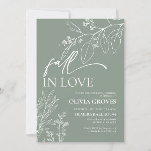Invitation Sage Green Chute en Amour Douche nuptiale Invitati