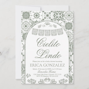 Invitation Sage Green Cielito Lindo Papel Picado Baby Shower
