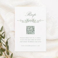Sage Green Classique Français Floral Wedding RSVP