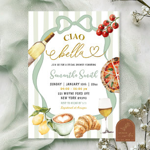 Invitation Sage Green Coquette Rayures Italie Ciao Bella Mari