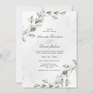 Invitation Sage Green Elegant Eucalyptus Mariage botanique