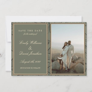 Invitation Sage Green Elegant Floral Line Art Photo