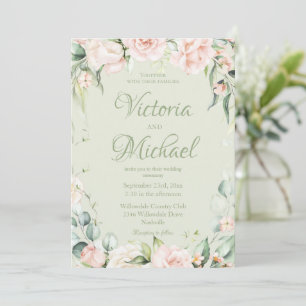 Invitation Sage Green Elegant Mariage Floral