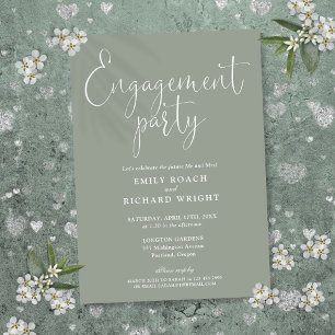 Invitation Sage Green Elegant Script Engagement Party