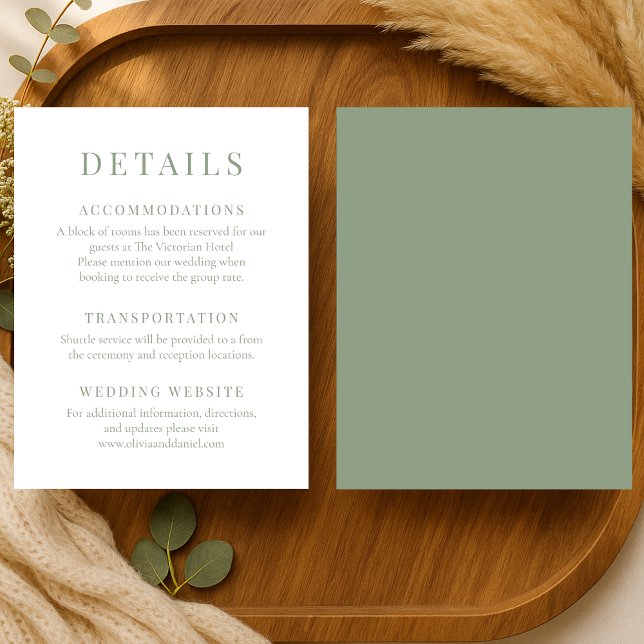 Invitation Sage Green Elegant Wedding Details (Créateur téléchargé)