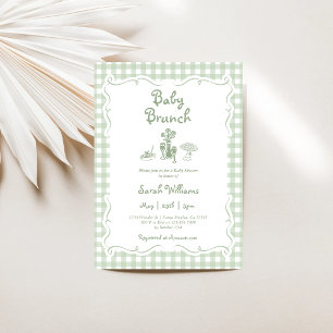 Invitation Sage Green En vichy Baby shower de Brunch pour béb