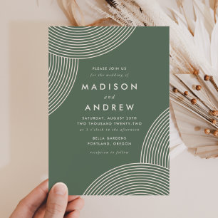 Invitation Sage Green et Cream Mariage géométrique
