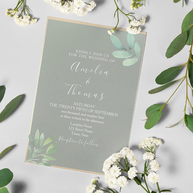 Invitation Sage Green et Eucalyptus Mariage (Créateur téléchargé)