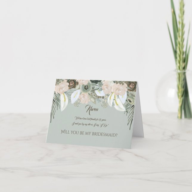 Invitation Sage Green et Vanilla Cream Bridesmaid (Devant)