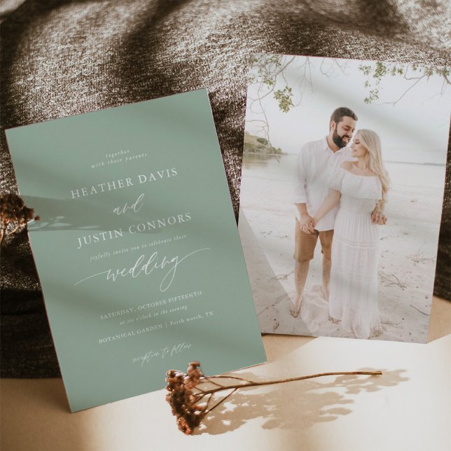 Invitation Sage Green Été Rustique Élégant Mariage photo (Créateur téléchargé)