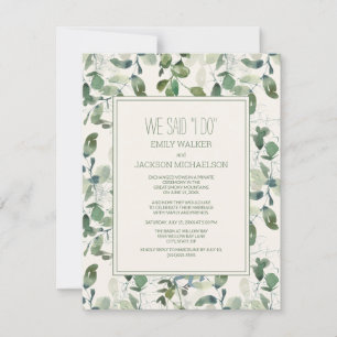 Invitation Sage Green Eucalyptus Feuille Mariage Elopement