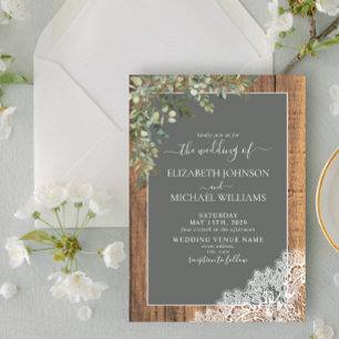 Invitation Sage Green Eucalyptus Mariage Script de dentelle e