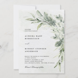 Invitation Sage Green Eucalyptus Minimaliste Mariage botaniqu