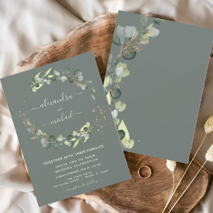 Invitation Sage Green Eucalyptus Verdure Mariage élégant