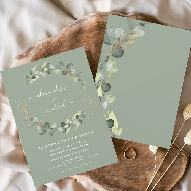 Invitation Sage Green Eucalyptus Verdure Mariage élégant (Créateur téléchargé)