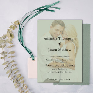 Invitation Sage Green Faux Vellum minimaliste Mariage de supe