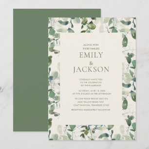 Invitation Sage Green Feuilles d'Eucalyptus Verdure Mariage