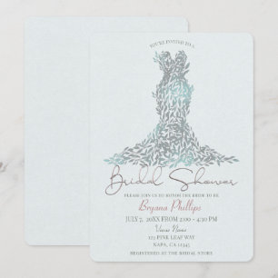 Invitation Sage Green Feuilles Glam Dress Fête de l'mariée mo