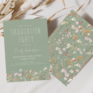 Invitation Sage Green Fleur sauvage Bloom Graduation Party Bo