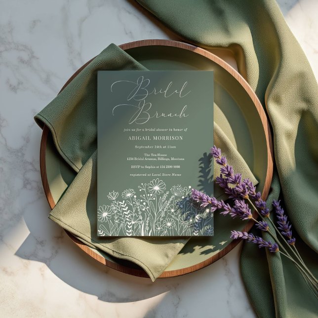 Invitation Sage Green Fleur sauvage Boho Bridal Brunch Douche (Créateur téléchargé)