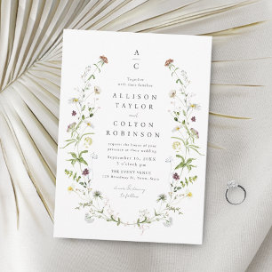 Invitation Sage Green Fleur sauvage Rustic Boho Mariage monog