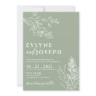 Sage Green Floral Boho Botanique Moderne Mariage