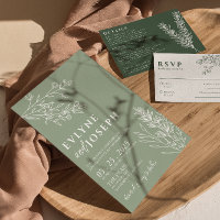 Sage Green Floral Boho Botanique Moderne Mariage