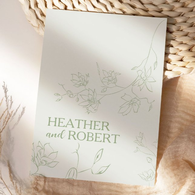 Invitation Sage Green Floral Boho Botanique Simple Mariage (Créateur téléchargé)