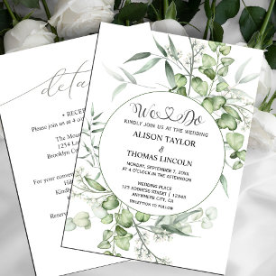 Invitation Sage Green Floral Calligraphie Simple Tout En Un