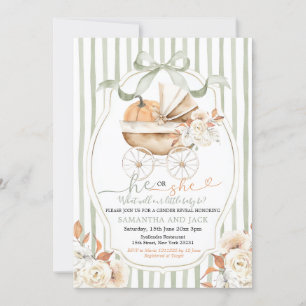 Invitation Sage Green Floral Citrouille Carriage Sexe Reveal