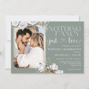 Invitation Sage Green Floral Décontracté Mariage Just Love