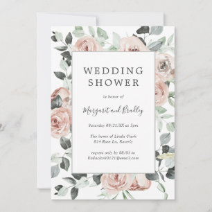 Invitation Sage Green Floral Dusty Rose Wedding shower