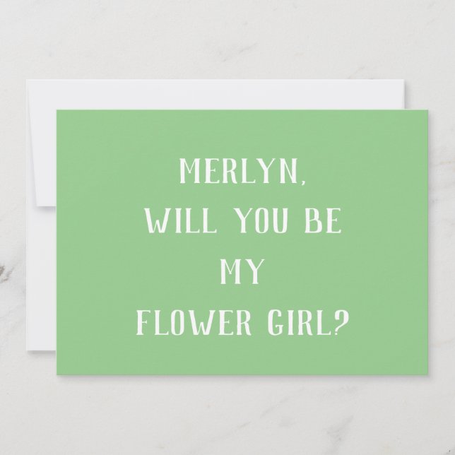 Invitation Sage Green Flower Girl Minimal Mariage Cool tendan (Devant)