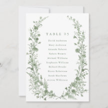 Sage green foliage Spring Chic Seating Chart card 
