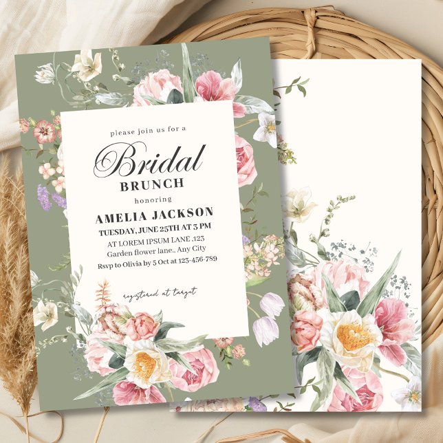 Invitation Sage green garden flower spring Bridal shower (Créateur téléchargé)