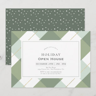 Invitation Sage Green & Gold En vichy Check Holiday
