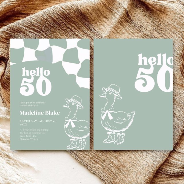 Invitation Sage Green Goose bonjour 50e anniversaire (Créateur téléchargé)