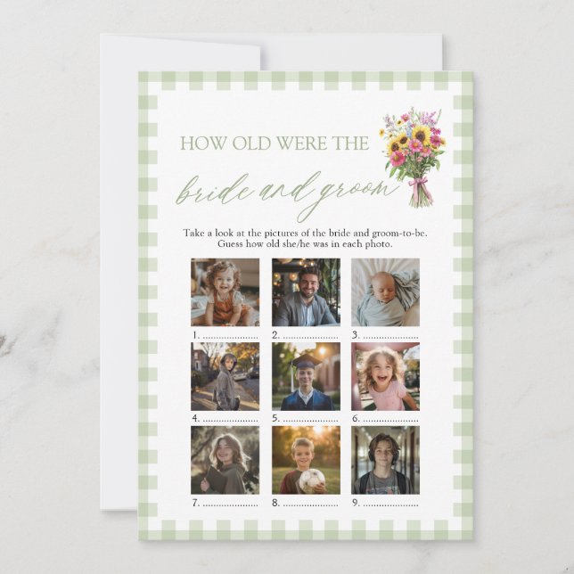Invitation Sage Green How Old Were The Bride & Groom Game (Devant)