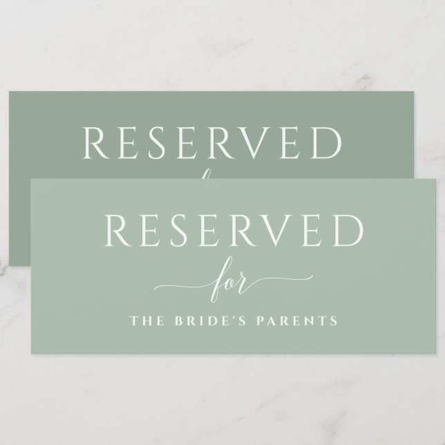 Invitation Sage Green Mariage Réservé Signal romantique (Devant / Derrière)