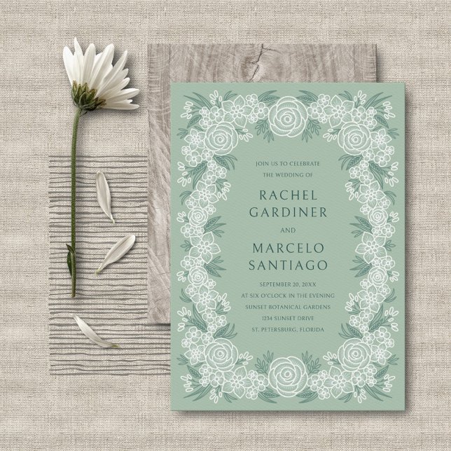Invitation Sage Green Mariage végétal (Créateur téléchargé)
